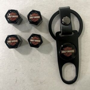 COPY - Four Harley Davidson black air valve caps